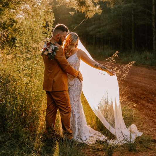 Wedding Photography bride and groom glowing at sunset 2